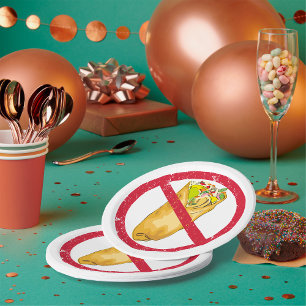 Plato De Papel Señal de No se Permiten Burritos Prohibición de Co