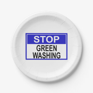 Plato De Papel Señal de Stop al Lavado Verde