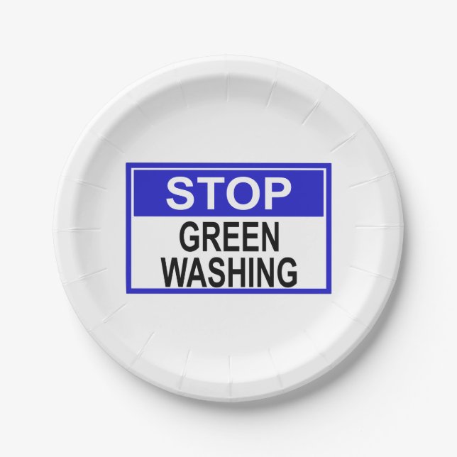 Plato De Papel Señal de Stop al Lavado Verde (Anverso)