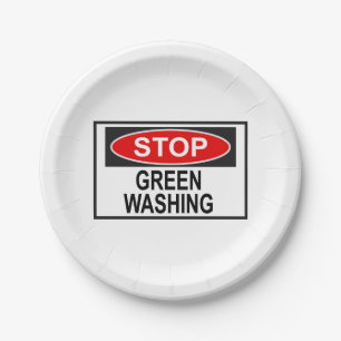 Plato De Papel Señal de Stop Greenwashing (1)