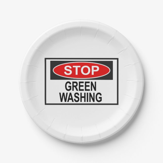 Plato De Papel Señal de Stop Greenwashing (1) (Anverso)