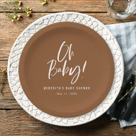 Plato De Papel Sencilla caligrafía Sexo Neutral Baby Shower