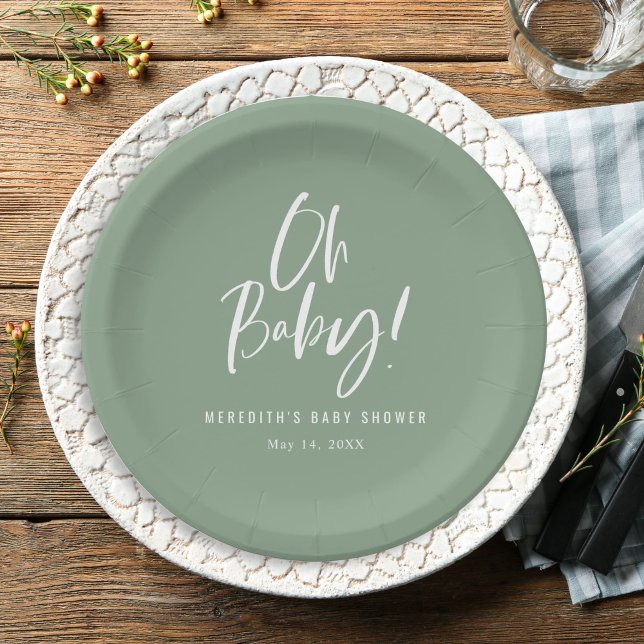 Plato De Papel Sencilla caligrafía Sexo Neutral Baby Shower (Subido por el creador)