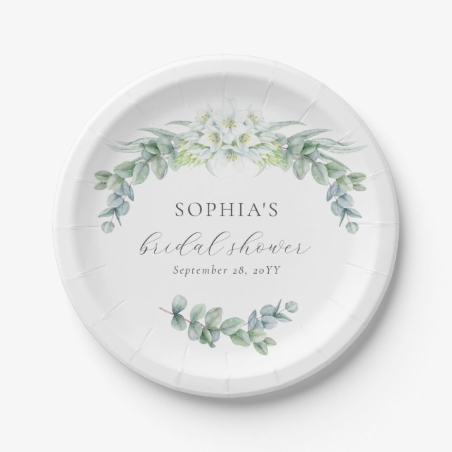 Plato De Papel Sencilla Elegante Verde Boho Letra Despedida de So (Anverso)