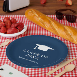 Plato De Papel Sencilla Junta de Mortero Navy Blue Modern Graduat