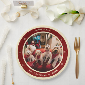 Plato De Papel Sencilla Navidad Personalizada Foto Nombre Año Rús
