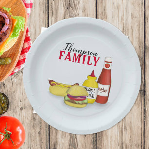 Plato De Papel Sencilla parrillada de barbacoa Minimalista Picnic