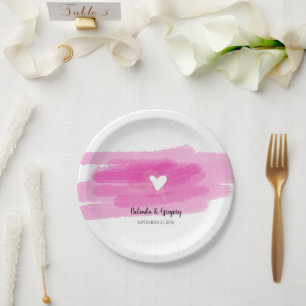 Plato De Papel Sencilla pinta y Boda del corazón