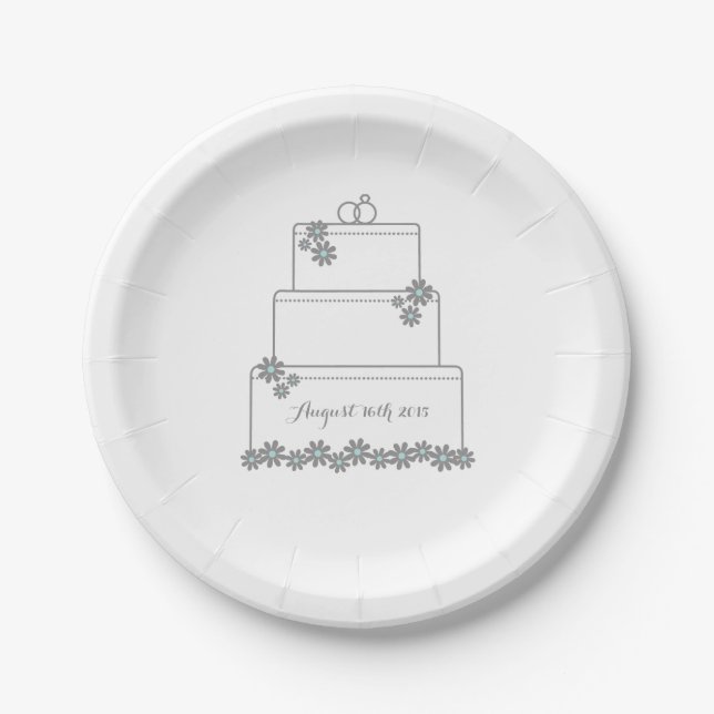 Plato De Papel Sencilla placa de postre para pasteles de Boda bla (Anverso)
