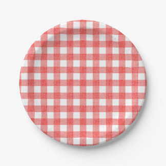 Plato De Papel Sencilla sandía gingham