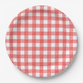 Plato De Papel Sencilla sandía gingham