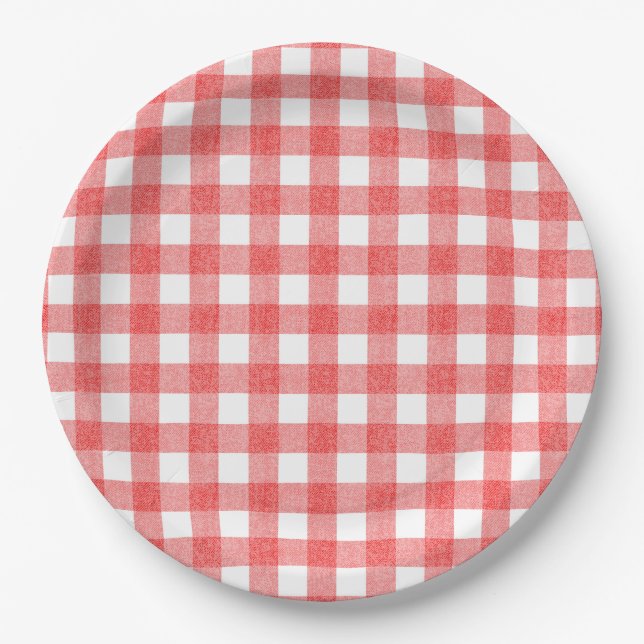 Plato De Papel Sencilla sandía gingham (Anverso)