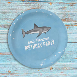 Plato De Papel Sencilla y caprichosa piscina Fiesta Tiburones Océ
