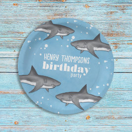 Plato De Papel Sencilla y caprichosa piscina Fiesta Tiburones Océ