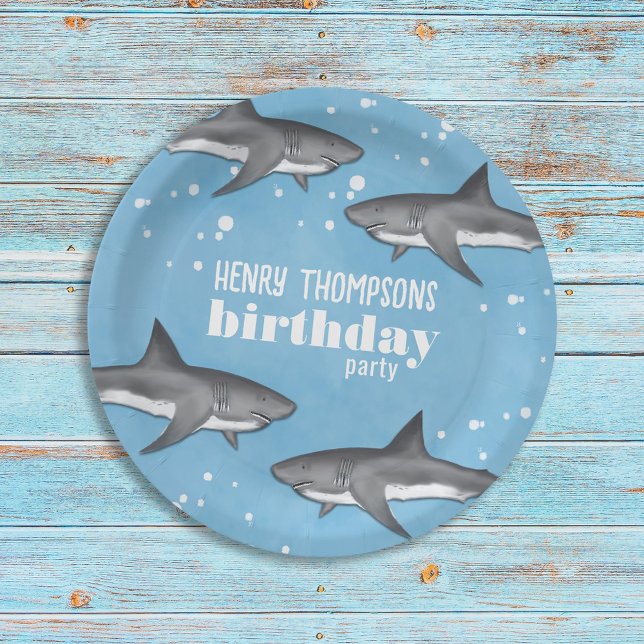 Plato De Papel Sencilla y caprichosa piscina Fiesta Tiburones Océ (Subido por el creador)