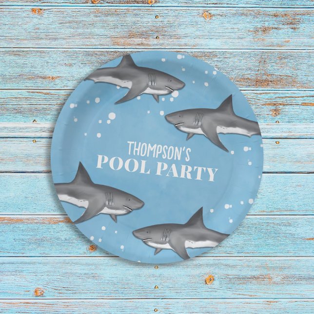 Plato De Papel Sencilla y caprichosa piscina Fiesta Tiburones Océ (Subido por el creador)