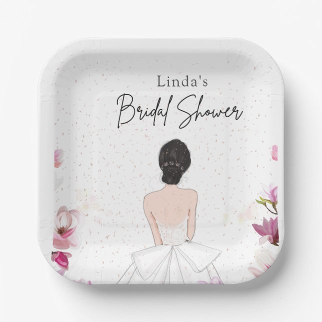 Plato De Papel Sencilla y linda ducha de novia (Anverso)