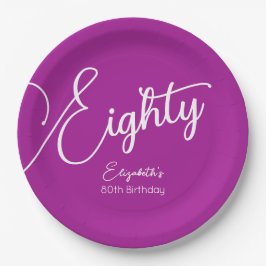 Plato De Papel Sencillamente moderno guión oscuro rosado 80 cumpl