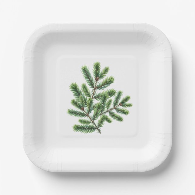 Plato De Papel Sencillamente Pine Greenery (Anverso)