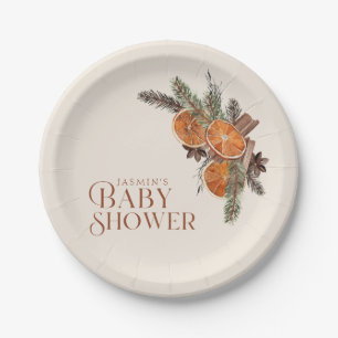 Plato De Papel Sencillas rebanadas de Naranja seco y Baby Shower