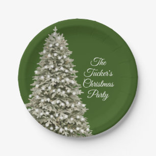 Plato De Papel Sencillo árbol de Navidad elegante Fiesta verde os
