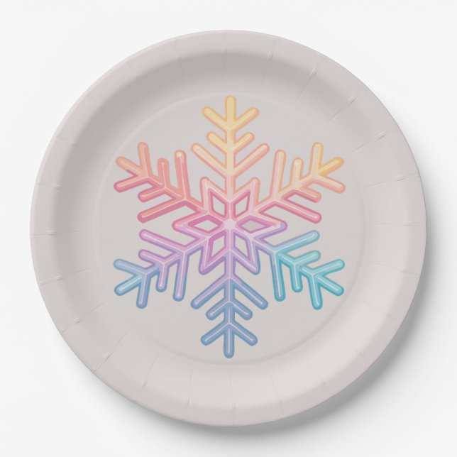 Plato De Papel Sencillo copo de nieve (Anverso)