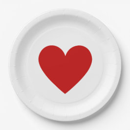 Plato De Papel Sencillo Corazón Rojo Amor Minimalista Clásico Mod