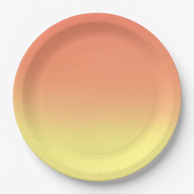 Plato De Papel Sencillo efecto ocmbre Naranja amarillo (Anverso)