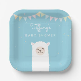 Plato De Papel Sencillo elegante Alpaca Llama Boy Baby Shower