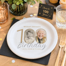 Sencillo Elegante Cumpleaños 100 Personalizado con