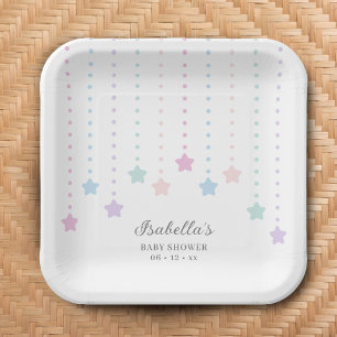 Plato De Papel Sencillo elegante Twinkle Little Stars Baby Shower