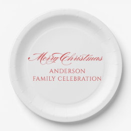 Plato De Papel Sencillo moderno Feliz Navidad 