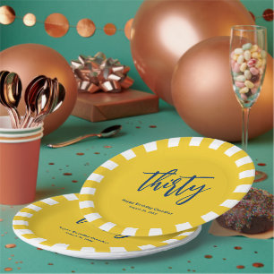 Plato De Papel Sencillo mostaza Amarillo 30 Fiesta de cumpleaños