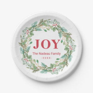 Plato De Papel Sencillos Navidades modernos de Wreath Joy