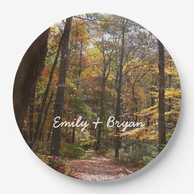 Plato De Papel Sendero Sunlit Fall en el Parque Estatal Laurel Hi (Anverso)