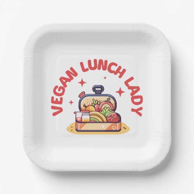 PLATO DE PAPEL SEÑORA ALMUERZO VEGANO (Anverso)
