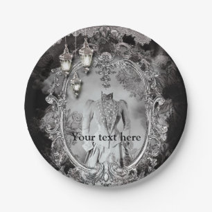 Plato De Papel Señora frecuentada vintage Halloween Costume Party