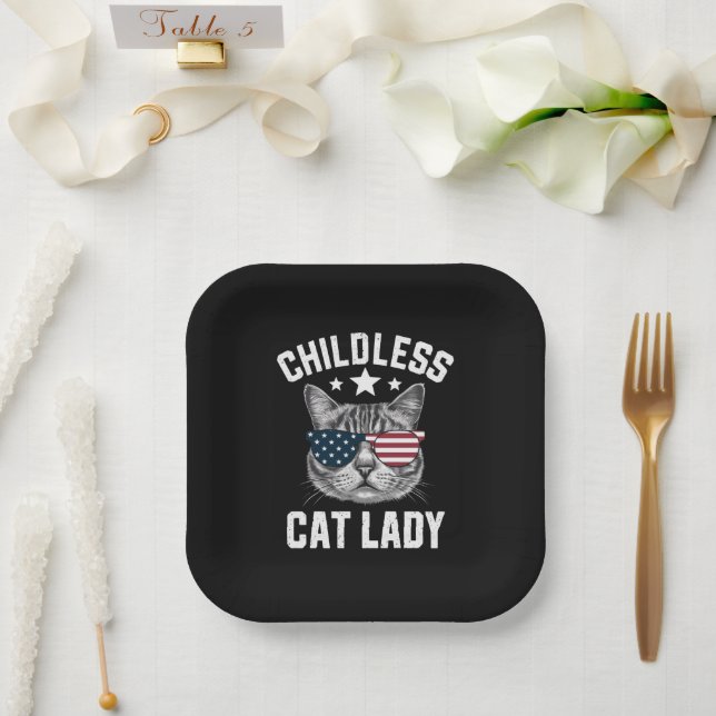 Plato De Papel Señora Gata Sin Hijos 2024  (Boda)