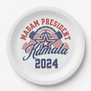 Plato De Papel Señora Presidenta Kamala Harris 2024