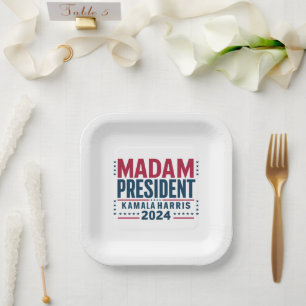 Plato De Papel Señora Presidenta Kamala Harris 2024 Vota Demócrat