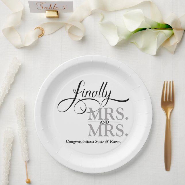 Plato De Papel Señora y Señora (Boda)