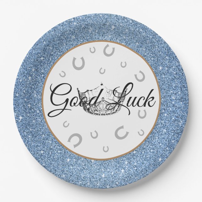 Plato De Papel Señorita América Crown Good Luck 9" Placas de pape (Anverso)