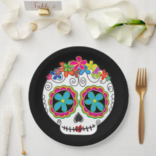 Plato De Papel Señorita Calavera Day of the Dead Sugar Skull