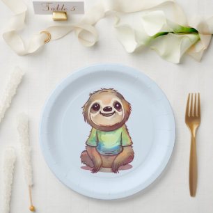 Plato De Papel Sentación de eslogan sonriente feliz relajada