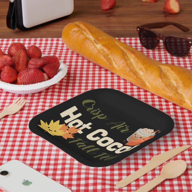 Plato De Papel Sentimientos de caída de Crisp Air Hot Cocoa (Picnic)