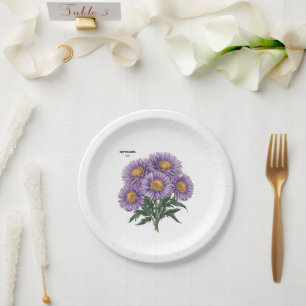 Plato De Papel Septiembre Aster Nacimiento Mes Personalizado Arte