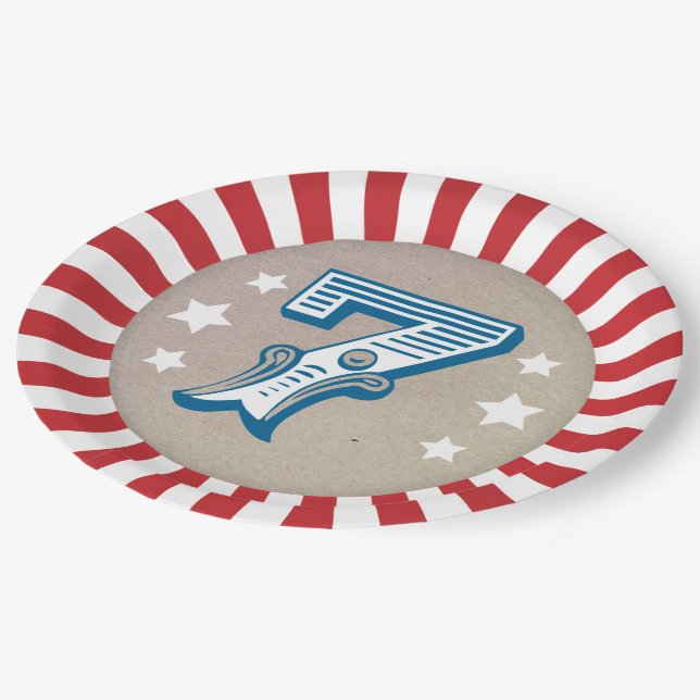 Plato De Papel Séptimo Circo de Cumpleaños Grande Top (Angular)