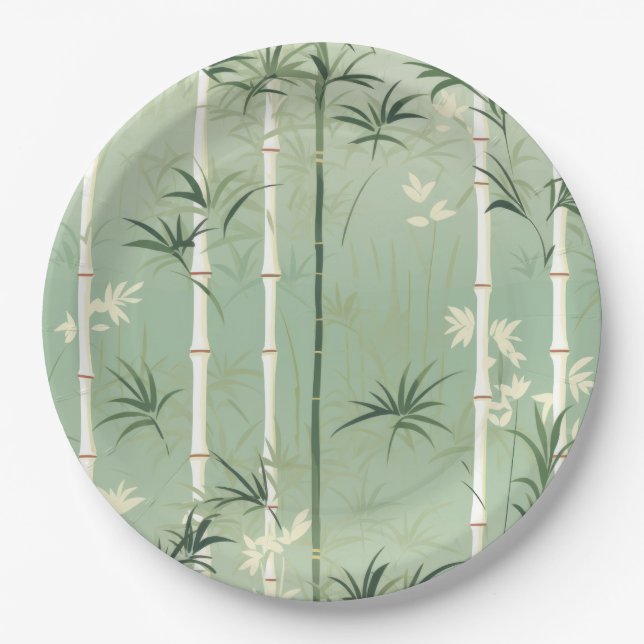 Plato De Papel Serena Flor de Bambú Asiática  (2) (Anverso)