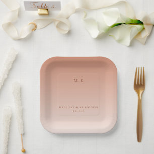 Plato De Papel Serena Minimalista Tipográfica Melocotón