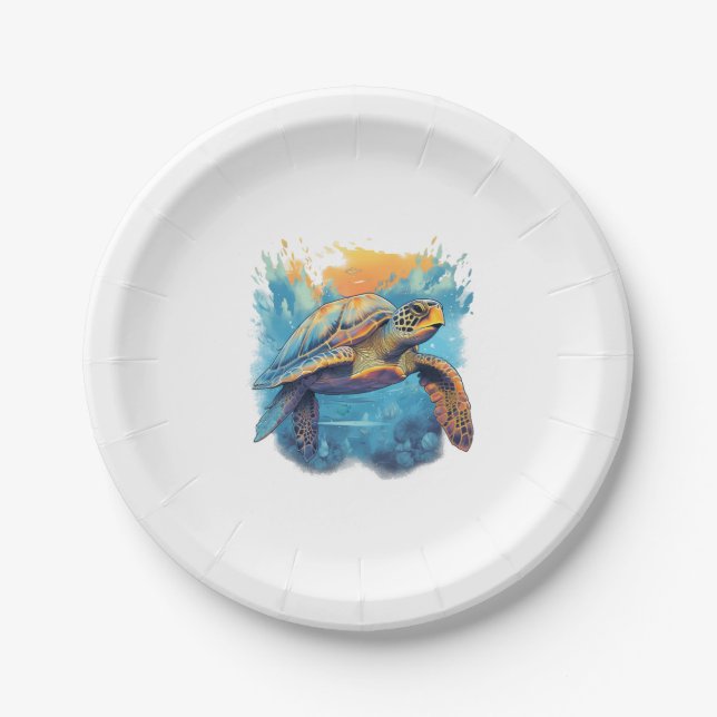 Plato De Papel Serene Underwater Turtle Copy (Anverso)